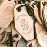 Leather motel keychain