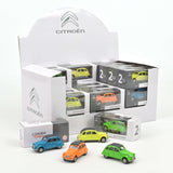 36-piece Display Citroën 2CV Mandarin Orange, Petrel, Palm Grove, Citron 1:54