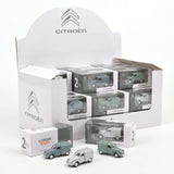 Display 36 pièces Citroën 2CV Fourgonnette Gris,Vert,Bleu 1950 1/64