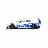 Nissan GT-R (R35) W/Liberty Walk Body Kit 2.0 Rayures Blanc/Bleu 1/18