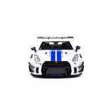 Nissan GT-R (R35) W/Liberty Walk Body Kit 2.0 Rayures Blanc/Bleu 1/18