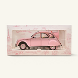 Voiture miniature Norev Citroën 2CV 1986 Paris mon amour rose poudré dans sa boîte décorée sur le thème de Paris
