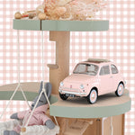 Voiture miniature Norev Fiat 500 L 1968 rose pastel, objet de décoration vintage pour chambre de bébé