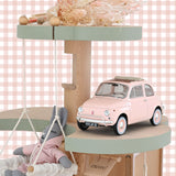 Voiture miniature Norev Fiat 500 L 1968 rose pastel, objet de décoration vintage pour chambre de bébé
